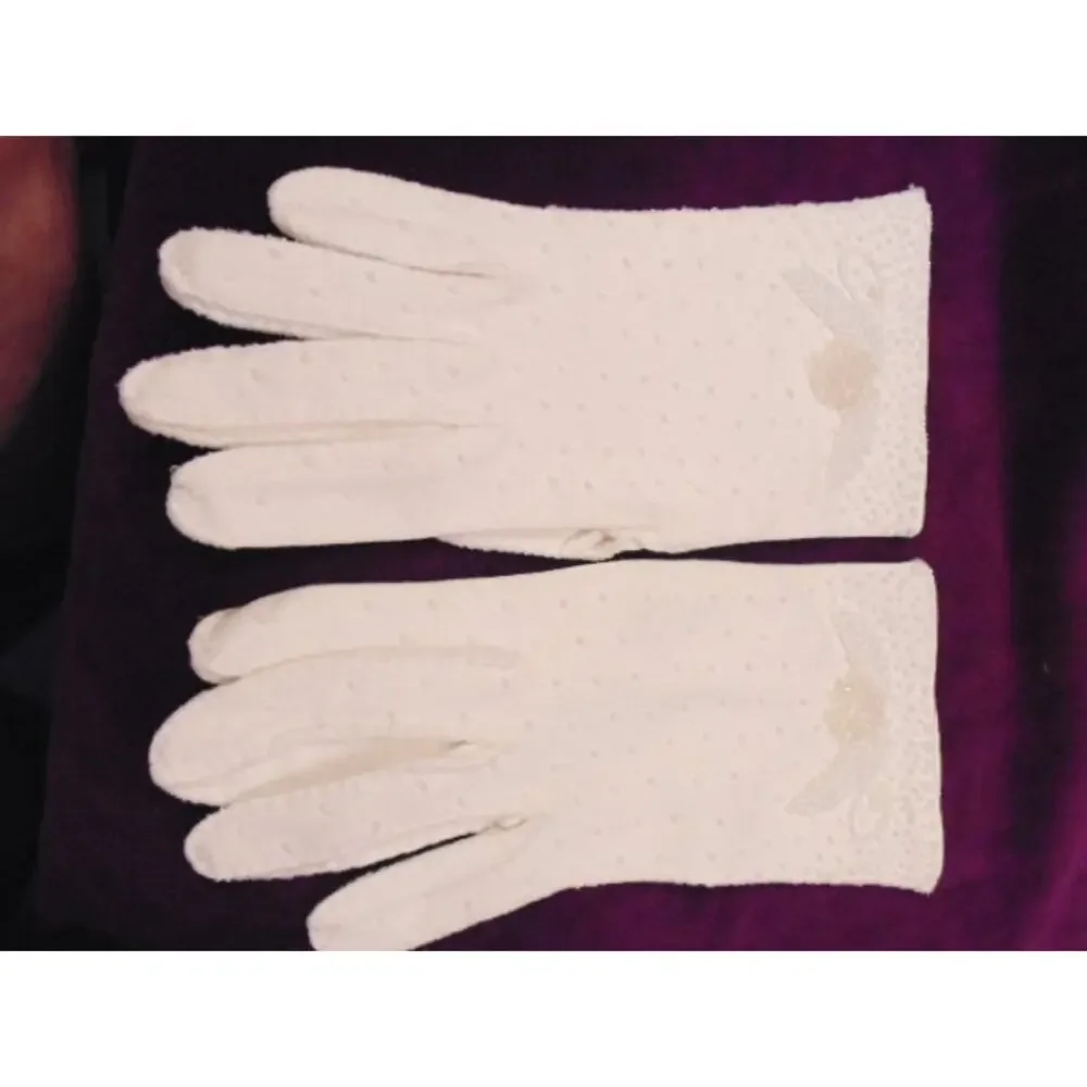 Vtg Elegant White Pearl Micro Beaded Wristlet Gloves 7.5 Event Wedding Formal
